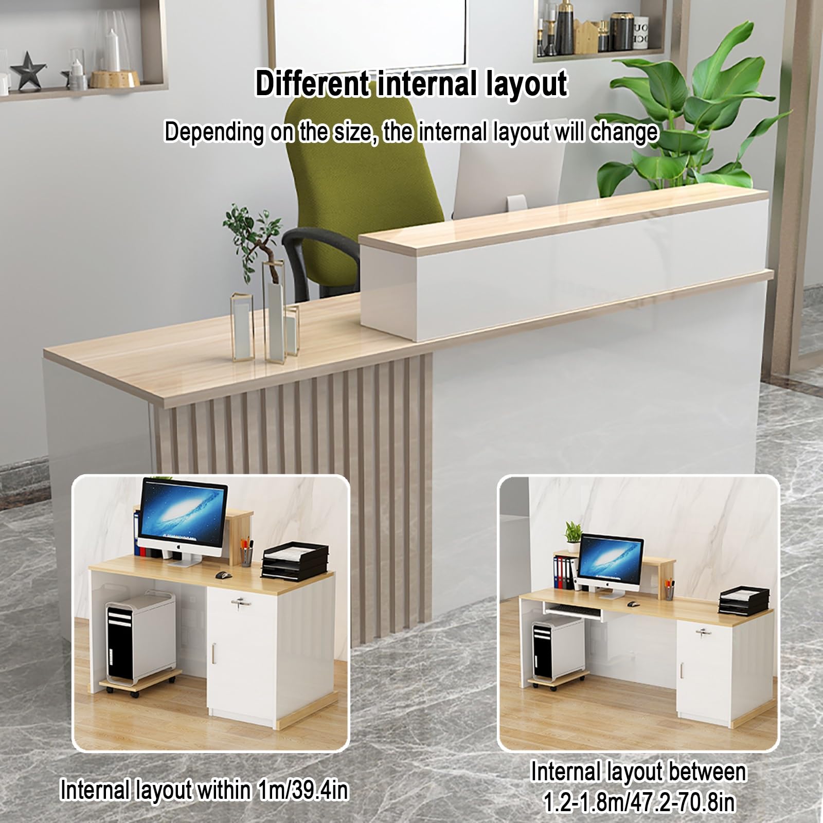 Amazon.co.jp: SXZenSpace フロントデスク受付カウンター、ロック可能